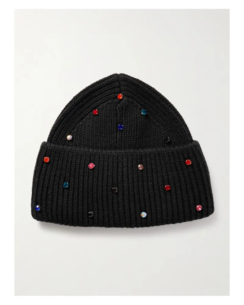 GOLDBERGH Dream Beanie Aus Rippstrick Mit Kristallen - Schwarz Schwarz