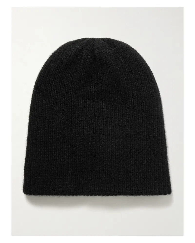 The Elder Statesman Watchman Beanie Aus Kaschmir In Rippstrick - Schwarz Schwarz