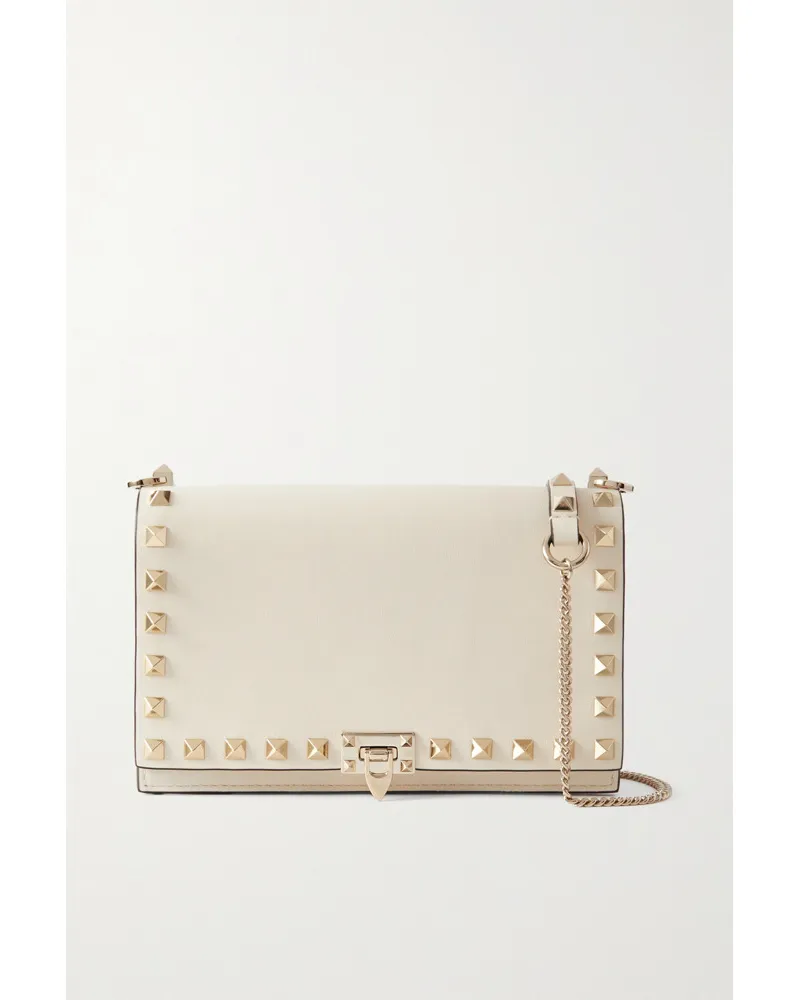 Valentino Garavani Rockstud Clutch Aus Leder Elfenbein