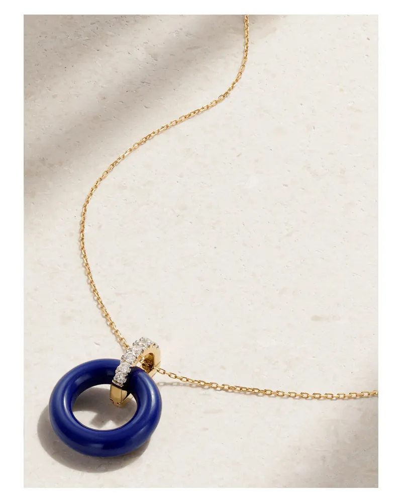 MATEO Donut 14-karat Gold, Lapis Lazuli And Diamond Necklace - Blue Blue
