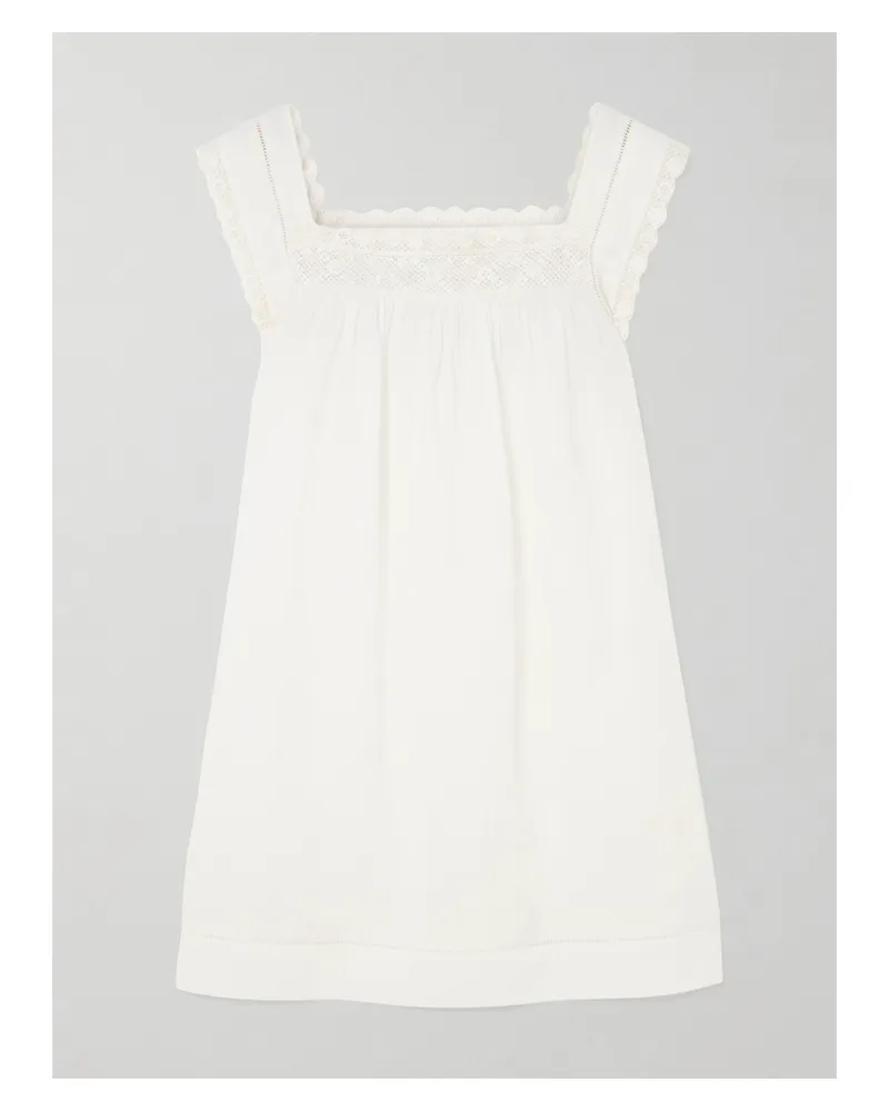 DÔEN Almadia Crochet-trimmed Ramie Mini Dress - White White