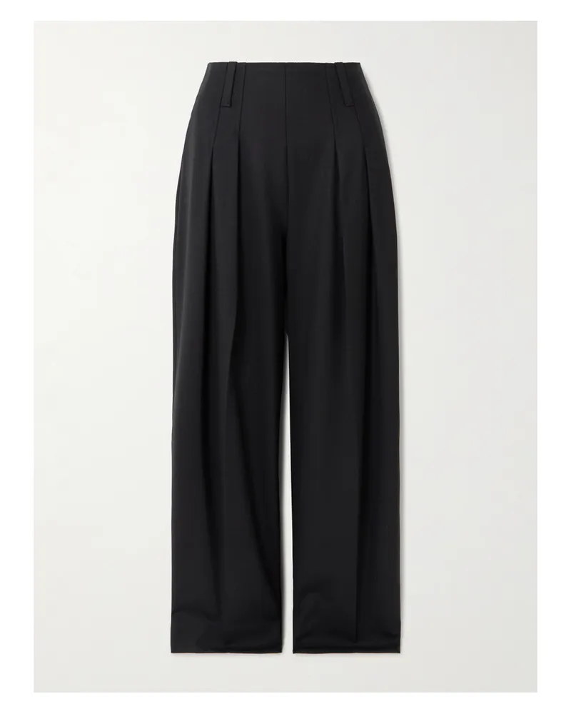 Victoria Beckham Cinch Hose Mit Weitem Bein Aus Twill Mit Falten - Schwarz Schwarz