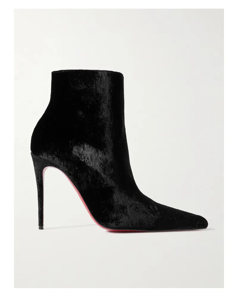 Christian Louboutin Kate Max 100 Velvet Ankle Boots - Black Black
