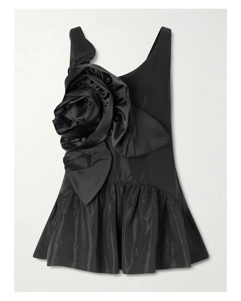 Simone Rocha Appliquéd Ruffled Taffeta Top - Black Black