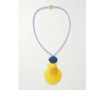 Makana Kette Mit Chalzedonen, Lapislazuli, Muschel Und Vergoldeten Details - Blau