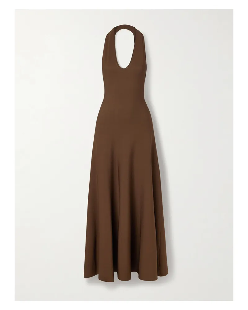 KHAITE Melina Stretch-knit Halterneck Maxi Dress - Brown Brown