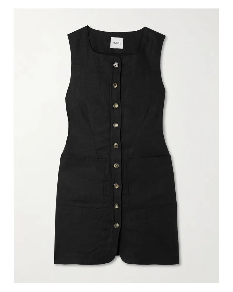 Posse Emma Minikleid Aus Leinen - Schwarz Schwarz