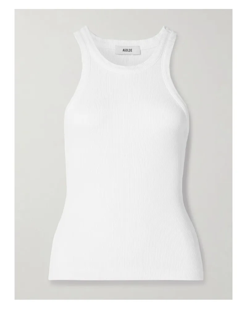 AGOLDE Rayne Tanktop Aus Geripptem Stretch-jersey Aus Einer Biobaumwoll-lyocell-mischung - Weiß Weiß