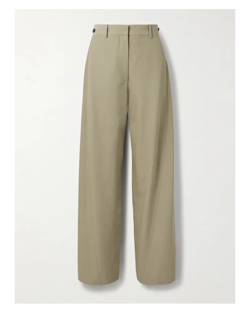 The Row Elowyn Wool-gabardine Straight-leg Pants - Neutrals Neutrals