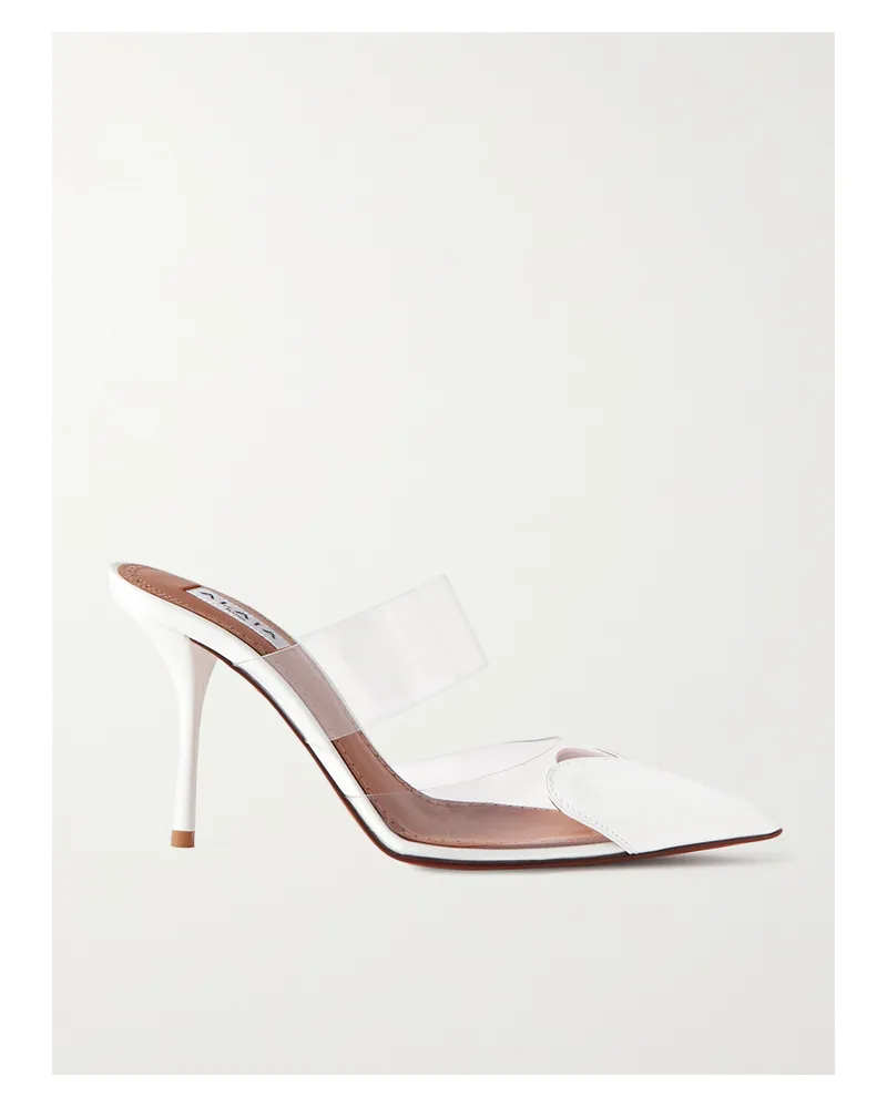 Alaïa Le Cœur 90 Pu And Patent-leather Point-toe Mules - White White