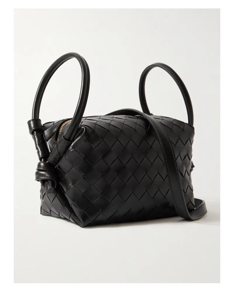 Bottega Veneta Avenue Small Intrecciato Leather Shoulder Bag - Black Black
