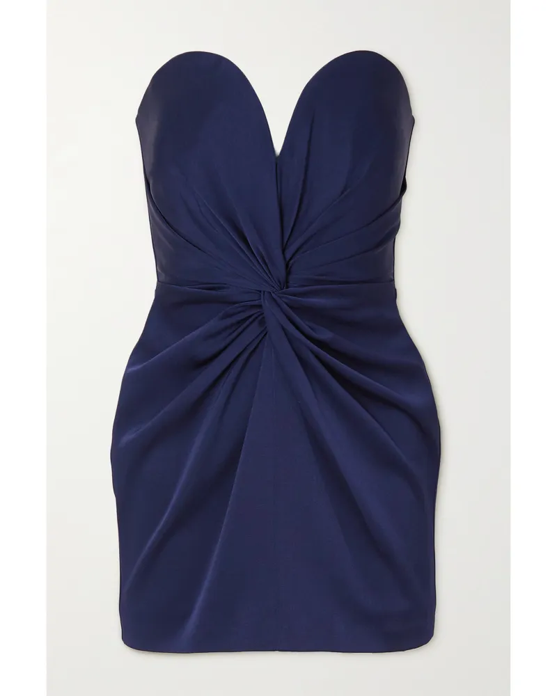 Alex Perry Kord Trägerloses Minikleid Aus Glänzendem Crêpe Mit Twist-detail - Blau Blau