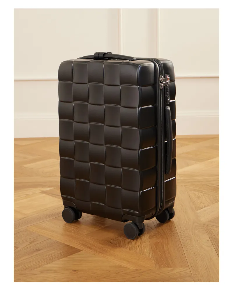 Bottega Veneta Odyssey Intrecciato Leather-trimmed Polycarbonate Suitcase - Black Black