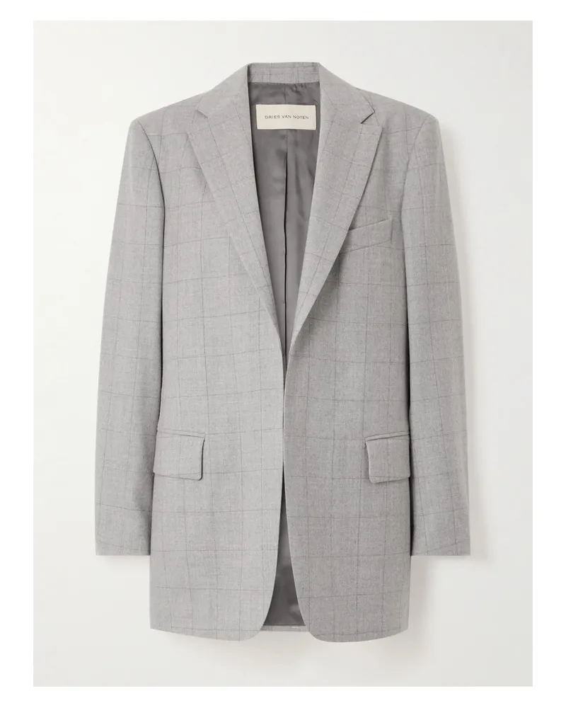 Dries van Noten Oversized-blazer aus Karierter Wolle Grau