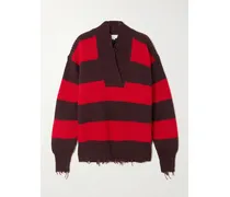 Oversized-pullover Aus Einer Gestreiften Wollmischung - Rot