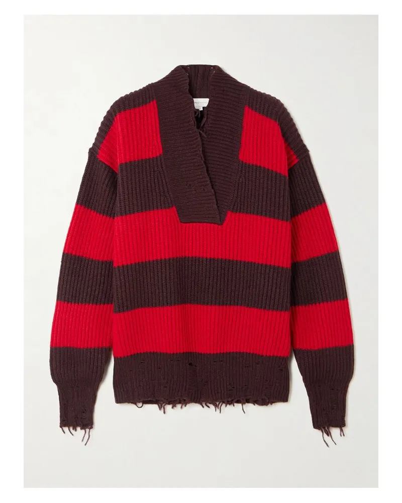 Stella McCartney Oversized-pullover Aus Einer Gestreiften Wollmischung - Rot Rot