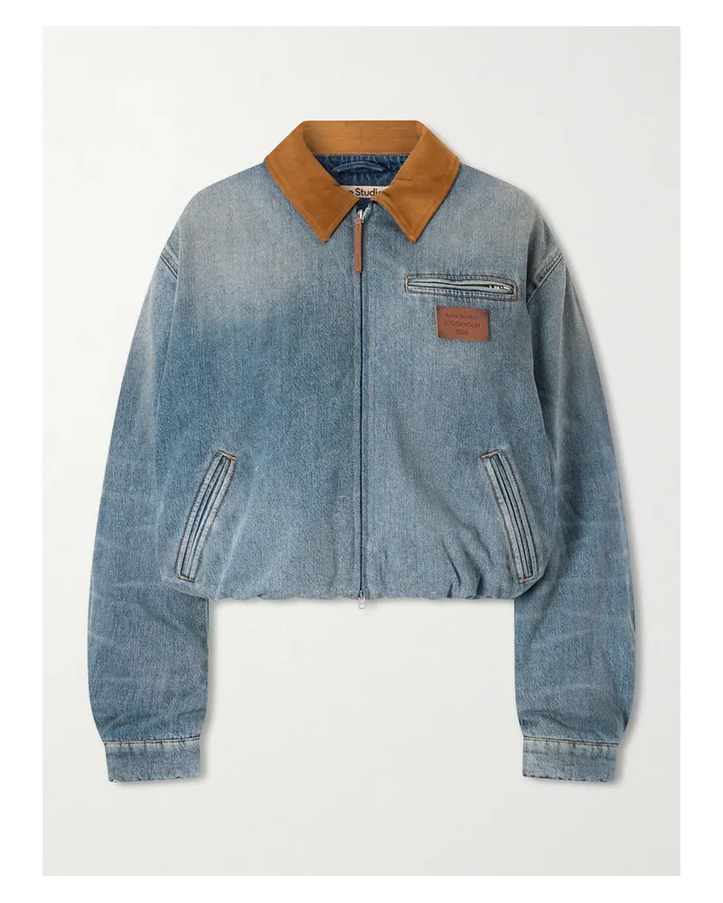 Acne Studios Jeansjacke Mit Besätzen Aus Veloursleder - Blau Blau