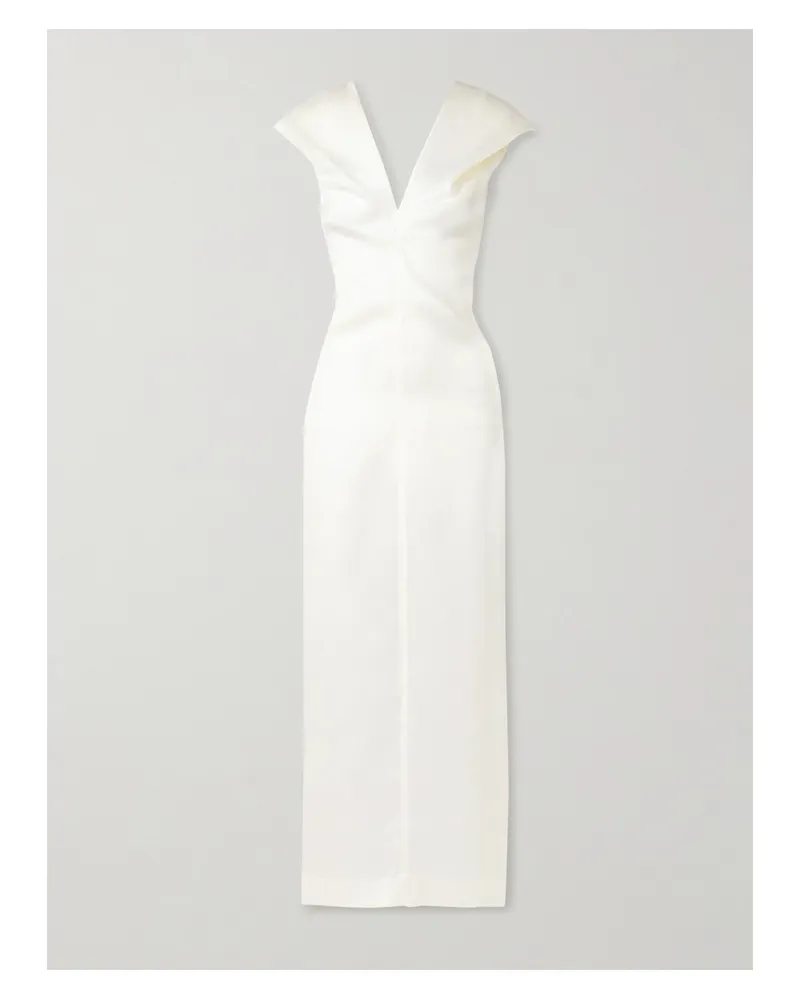 KHAITE Ima Midikleid Aus Seidengazar Mit Raffungen - Weiß Weiß