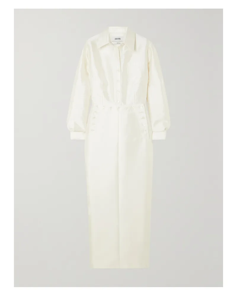 Christopher John Rogers Maxikleid Aus Satin Mit Zierknöpfen Zum Schnüren - Elfenbein Elfenbein