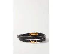 Opyum Leather And Gold-tone Bracelet - Black