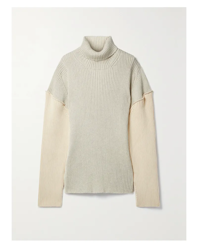 The Row Dua Zweifarbiger Pullover Aus Einer Gerippten Baumwoll-kaschmirmischung - Neutral Neutral
