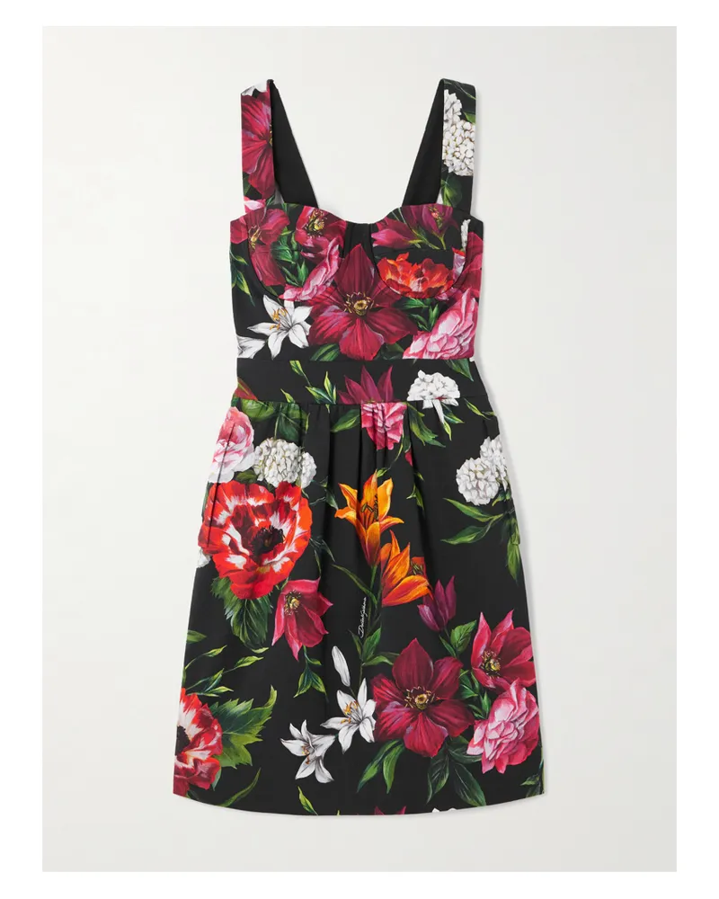 Dolce & Gabbana Minikleid Aus Webstoff Mit Blumenprint - Schwarz Schwarz