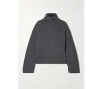 Rollkragenpullover Aus Einer Gerippten Mischung Aus Wolle, Seide Und Kaschmir - Grau