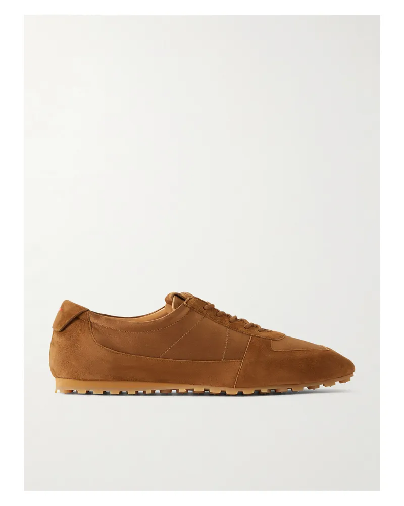 aeyde Uma Suede And Satin Sneakers - Brown Brown