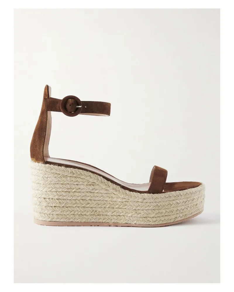 Gianvito Rossi 45 Espadrille-wedges Aus Veloursleder - Braun Braun