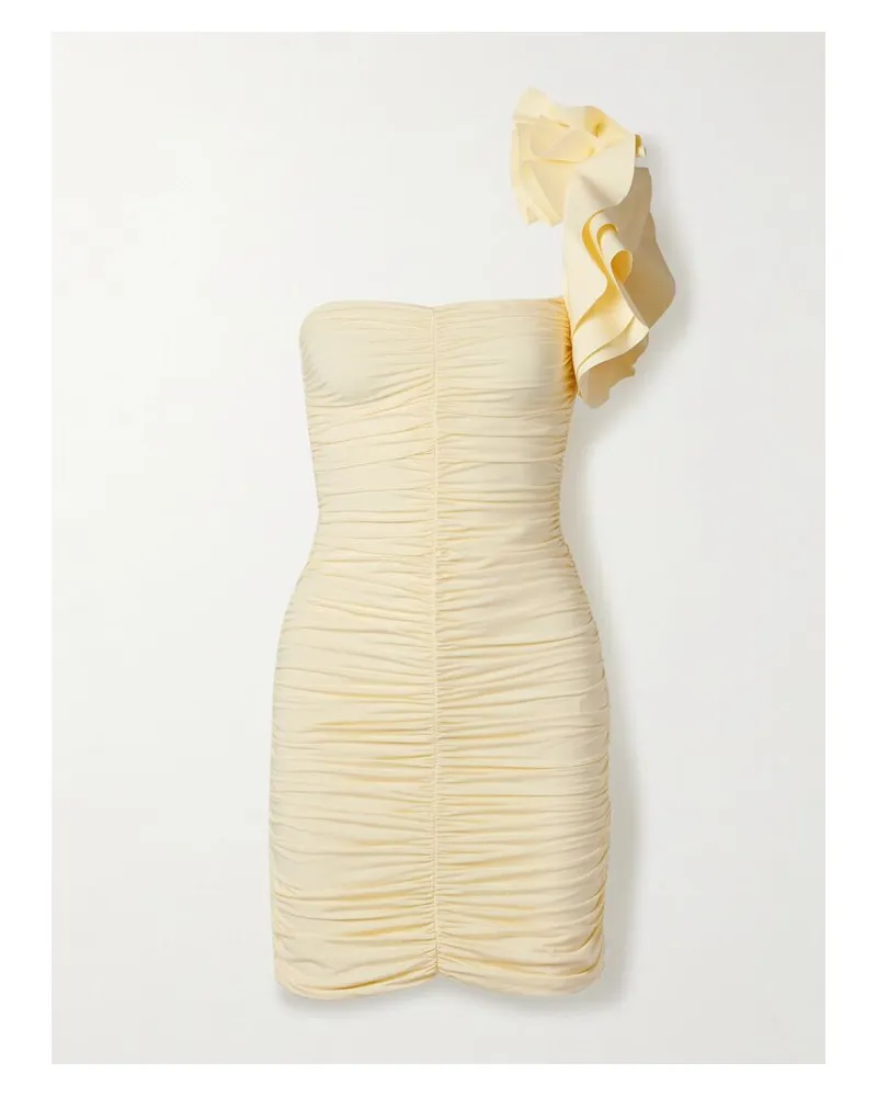 Maygel Coronel Equinoccio Asymmetrisches Minikleid Aus Stretch-jersey Mit Raffungen - Gelb Gelb