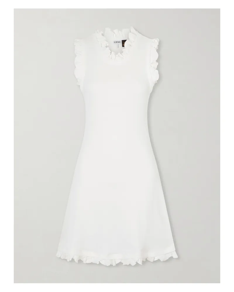 Loewe Paula’s Ibiza Ruffled Cotton-blend Mini Dress - White White