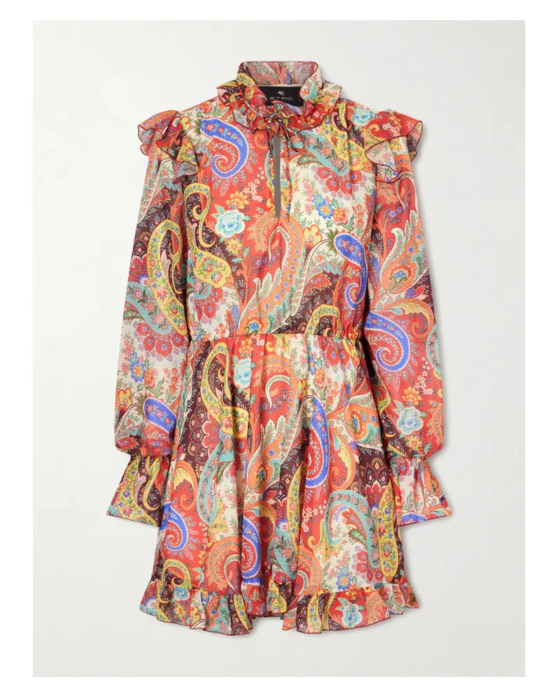 Etro Ruffled Paisley-print Chiffon Mini Dress - Multi Multi