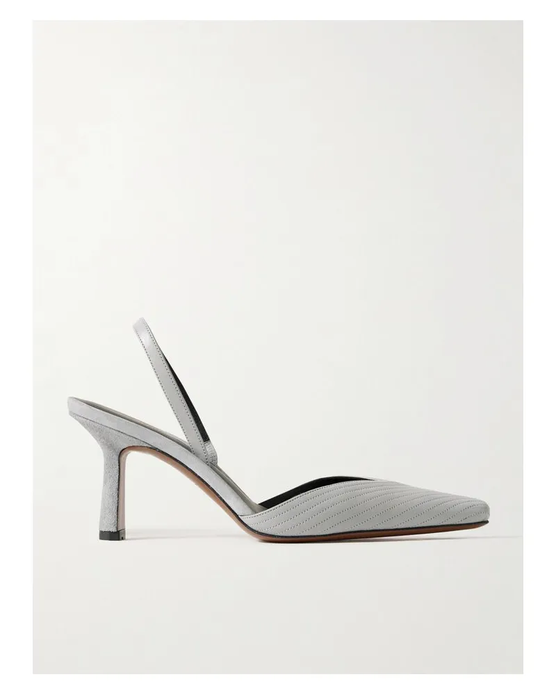 NEOUS Dilmun Slingback-pumps Aus Leder Mit Velourslederbesätzen - Grau Grau