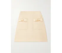 Minikleid Aus Einer Woll-seidenmischung Mit Schleifen - Creme