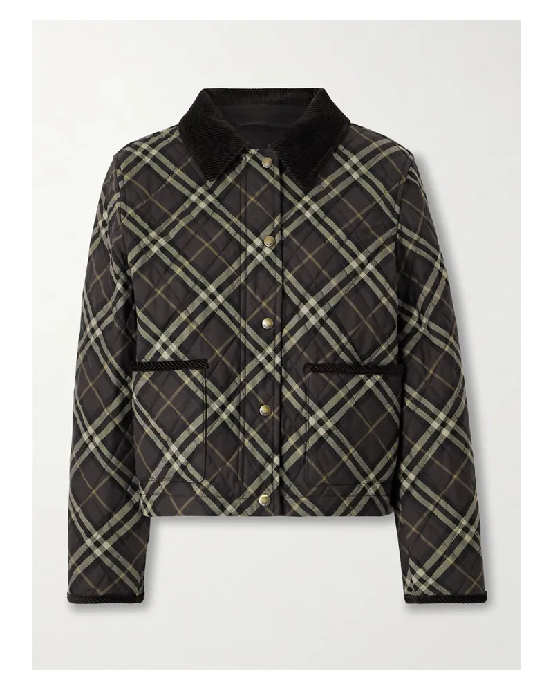 Burberry Jacke Aus Gesteppter Baumwolle Mit Karomuster Und Cordbesätzen - Braun Braun