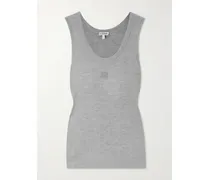 Anagram Tanktop Aus Geripptem Seiden-jersey Mit Stickerei - Grau