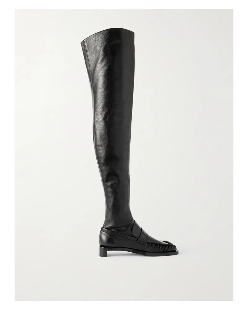 Jil Sander Overknees Aus Leder - Schwarz Schwarz