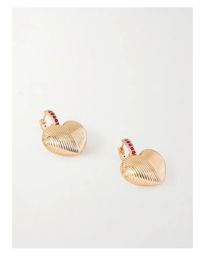 Roxanne Assoulin Textured Heart Goldfarbene Creolen Mit Kristallen Gold