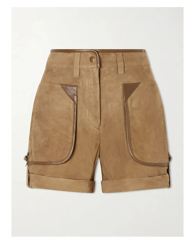 Isabel Marant Marline Suede Cargo Shorts - Neutrals Neutrals