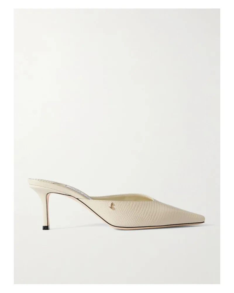 Jimmy Choo Vivi 65 Mules Aus Leder Mit Krokodileffekt Und Verzierung - Wollweiß Wollweiß