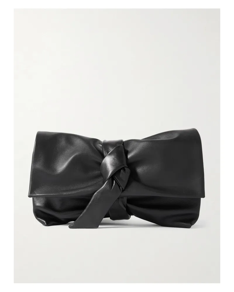 Dries van Noten Clutch aus Leder mit Raffungen Und Knoten Schwarz