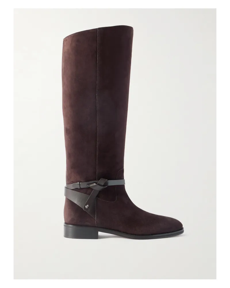 Jimmy Choo Lawton Kniehohe Stiefel Mit Lederbesätzen - Braun Braun