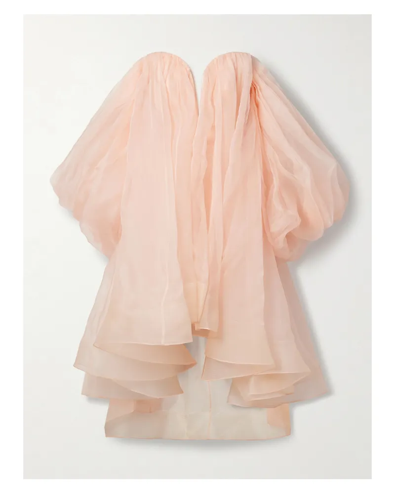 Zimmermann Crush Trägerloses Minikleid Aus Seidenorganza Mit Raffungen - Orange Orange