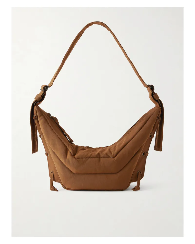 Christophe Lemaire Soft Game Small Quilted Canvas Shoulder Bag - Brown Brown