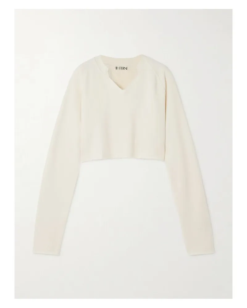 ÉTERNE Verkürzter Pullover Aus Frottee Aus Einer Baumwollmischung Mit Stickerei - Creme Creme