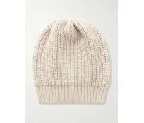 Beanie Aus Einer Gerippten Kaschmir-seidenmischung Mit Pailletten - Neutral