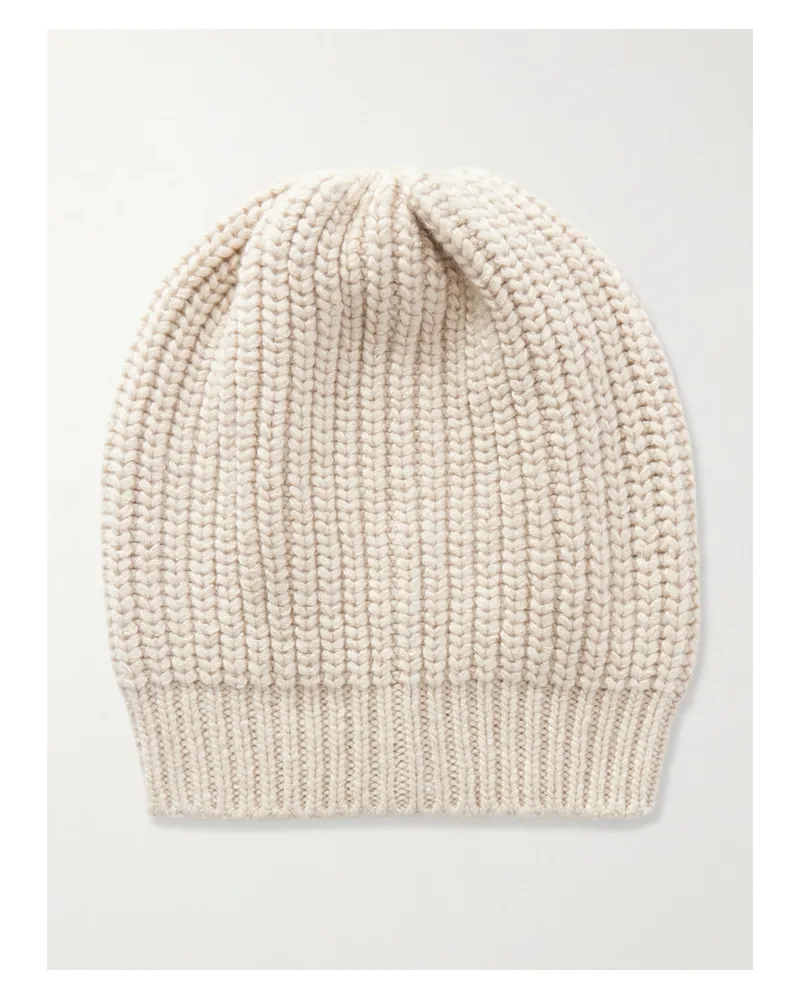Brunello Cucinelli Beanie Aus Einer Gerippten Kaschmir-seidenmischung Mit Pailletten - Neutral Neutral