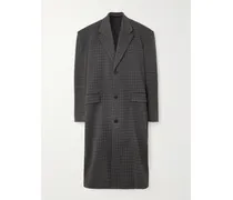 Oversized Houndstooth Cotton-blend Coat - Gray