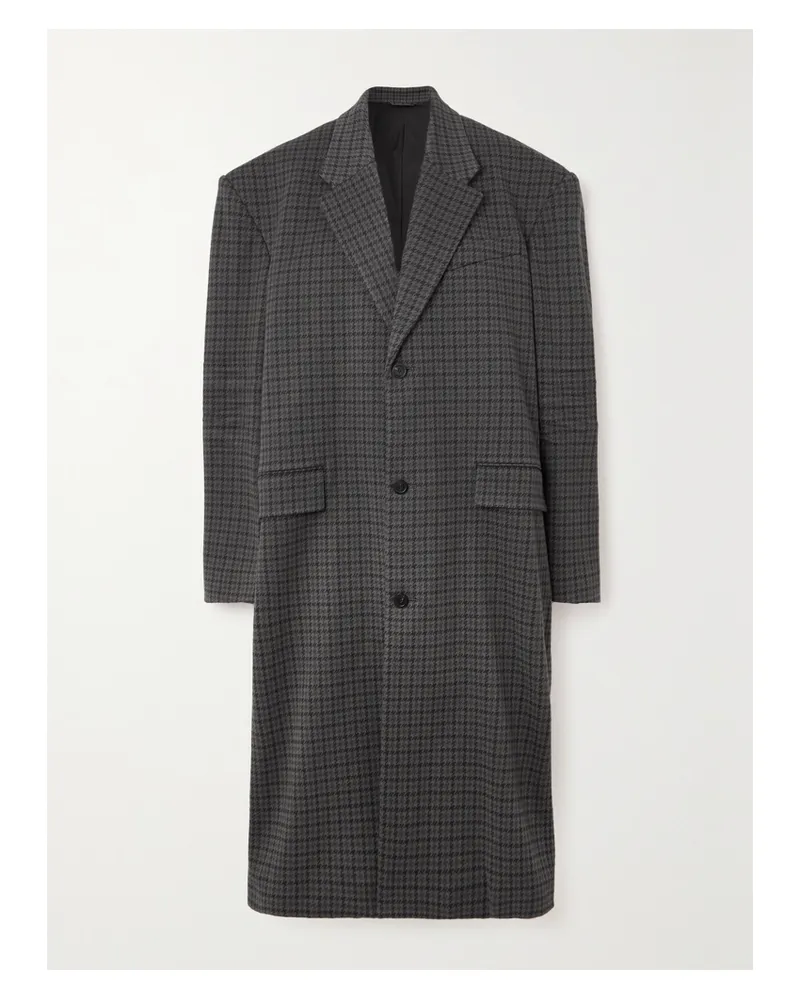 Balenciaga Oversized Houndstooth Cotton-blend Coat - Gray Gray