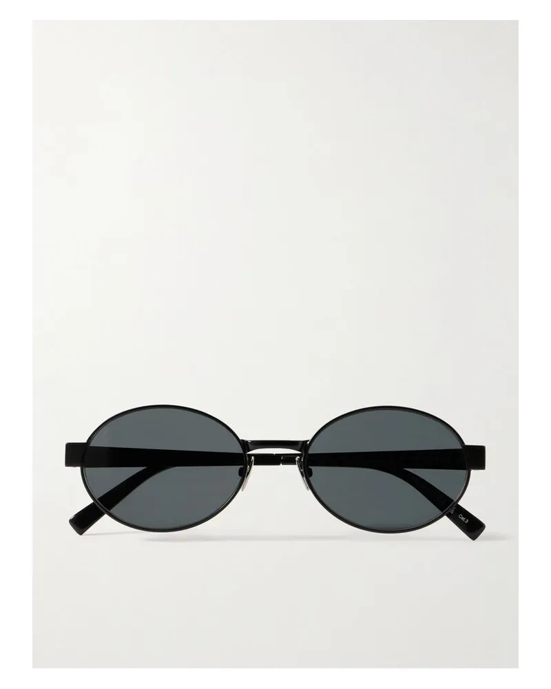 Saint Laurent Sonnenbrille Mit Ovalem Rahmen Aus Metall - Schwarz Schwarz